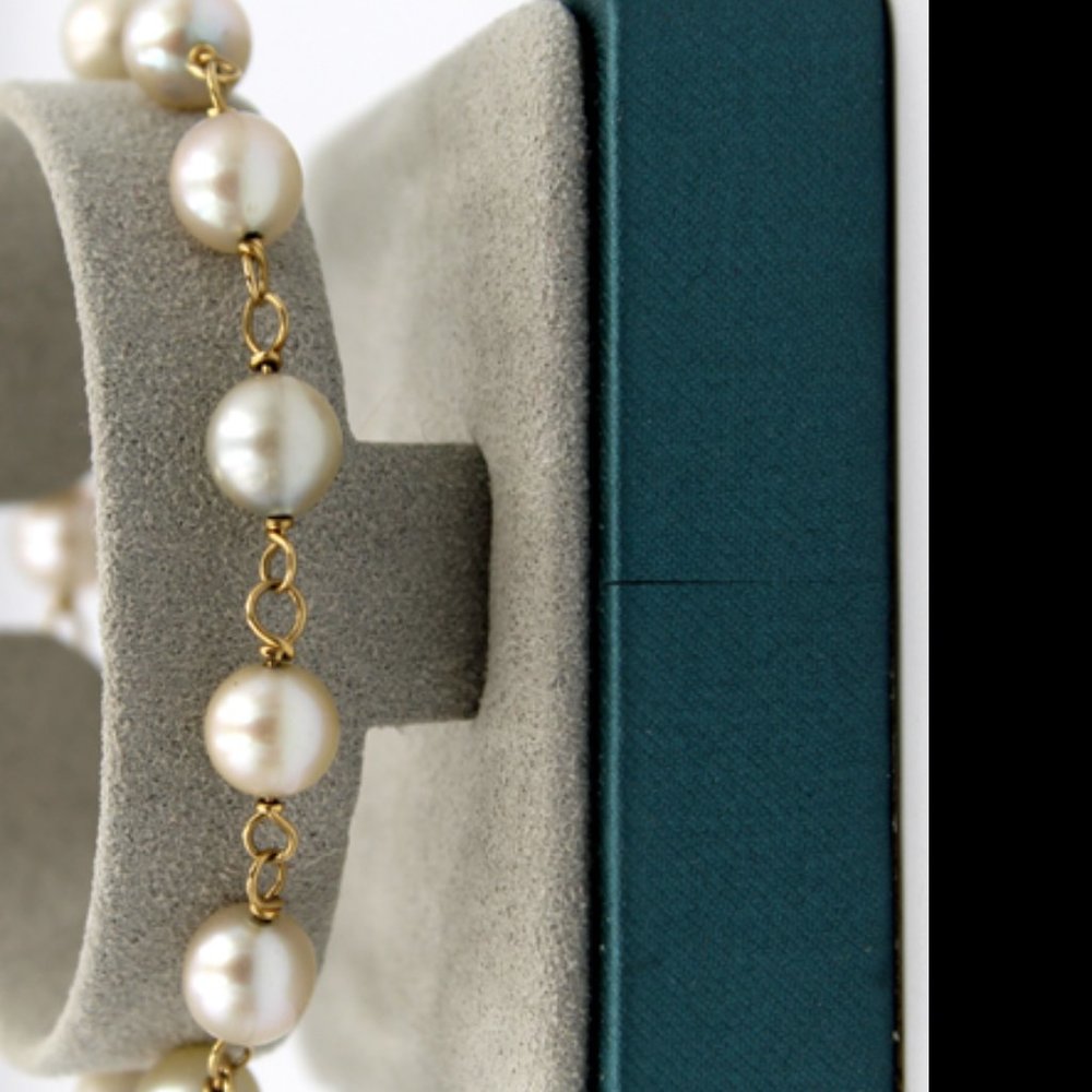 14K Pearl Station Bracelet - 35 CTS - Picture 3 of 10